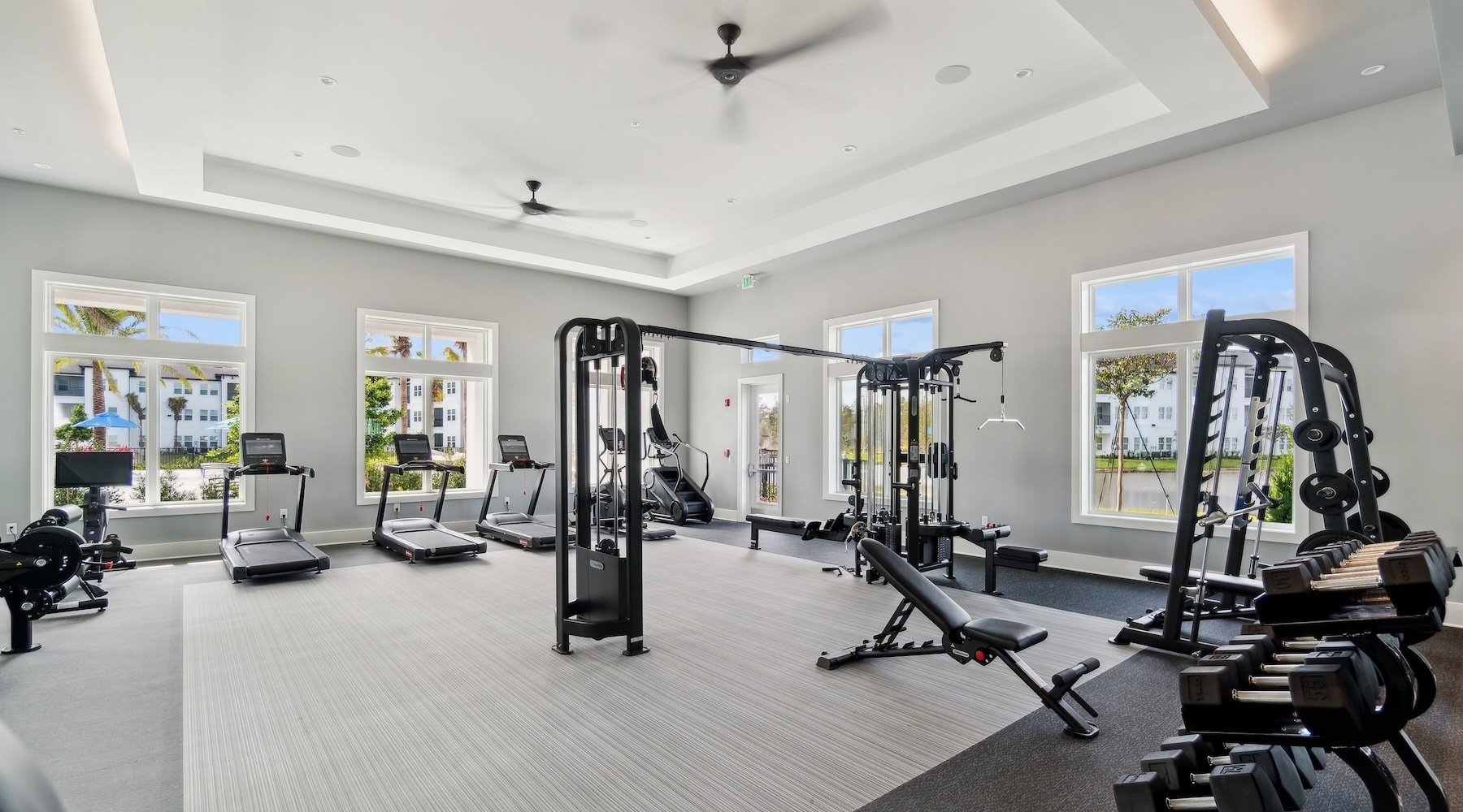 a gym with exercise equipment