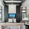 a living room with a tv and couches